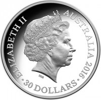 Silver coin Australia KM# 3309 ELIZABETH II. IRB. AUSTRALIA 2016. 30 DOLLARS.