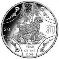 Silver coin Australia 2018. 狗. YEAR. OF THE. DOG. 1kg999Ag.