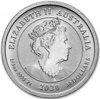 ELIZABETH II AUSTRALIA. IRB. 1/3 oz 9995 Pt 2020 30 DOLLARS.