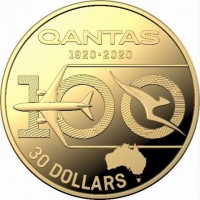 Silver coin Australia KM# 3980 QANTAS. 1920 2020. 100. 30 DOLLARS.