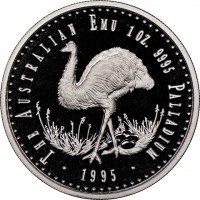 THE AUSTRALIAN EMU 1 OZ. 9995 PALLADIUM. P. 1995. LP.