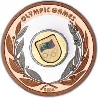 Tri-Metal core, silver middle ring and copper outer ring) coin Australia KM# 724 OLYMPIC GAMES. 2004.