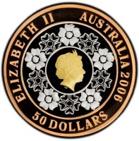 Tri-Metal core, silver middle ring and copper outer ring) coin Australia KM# 785 ELIZABETH II. AUSTRALIA 2006. IRB. 50 DOLLARS.