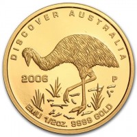 DISCOVER AUSTRALIA. 2006 P. EMU 1/5oz. 9999 GOLD.