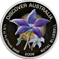 DISCOVER AUSTRALIA. 1/2 oz PLATINUM 9995 2006 ROYAL BLUEBELL.