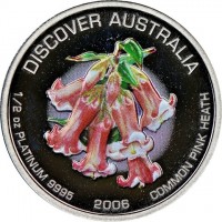 Platinum coin Australia KM# 989 DISCOVER AUSTRALIA. 1/2 oz PLATINUM 9995 2006 COMMON PINK HEATH.