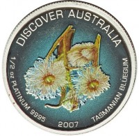 Platinum coin Australia KM# 995 DISCOVER AUSTRALIA. 1/2 OZ PLATINUM 9995 2007 TASMANIAN BLUEGUM.