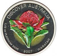 Platinum coin Australia KM# 997 DISCOVER AUSTRALIA. 1/2 OZ PLATINUM 9995 2007 WARATAH.
