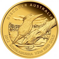 DISCOVER AUSTRALIA. 2012 KOOKABURRA 1/2oz 9999 GOLD. P. AH.