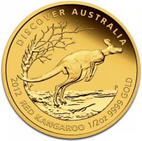 Gold coin Australia KM# 1729 DISCOVER AUSTRALIA. 2012 RED KANGAROO 1/2oz 9999 GOLD. P. TV.