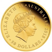Gold coin Australia ELIZABETH II. AUSTRALIA 2018. IRB. 50 DOLLARS.