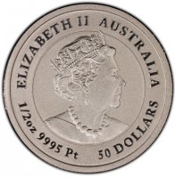 ELIZABETH II AUSTRALIA. IRB. 1/2oz 9995 Pt 50 DOLLARS.