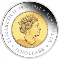 Bi-Metallic center - silver ring) coin Australia · ELIZABETH II 1952-2022 · AUSTRALIA ·. 75 DOLLARS. JC.