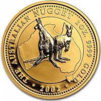 THE AUSTRALIAN NUGGET 1 OZ. 9999 GOLD. 2002. MG.
