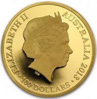 Gold coin Australia KM# 2024 ELIZABETH II. IRB. AUSTRALIA 2013. 100 DOLLARS.