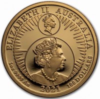 ELIZABETH II AUSTRALIA. 1oz 9999 Au 2021 100 DOLLARS. RDM JC.