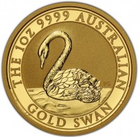 THE 1oz 9999 AUSTRALIAN. NM P5. GOLD SWAN.