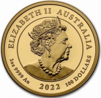 ELIZABETH II AUSTRALIA. JC. 1oz 9999 Au 2022 100 DOLLARS.