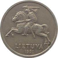 Lithuania coin 2 Litai (1991) obverse obverse of 2 Litai (1991) coin with KM# 92 from Lithuania. Inscription: LIETUVA 1991