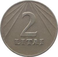 reverse of 2 Litai (1991) coin with KM# 92 from Lithuania. Inscription: 2 LITAI