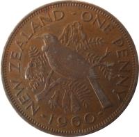 New Zealand coin 1 Penny - Elizabeth II - 1'st Portrait (1953 - 1965) reverse reverse of 1 Penny - Elizabeth II - 1'st Portrait (1953 - 1965) coin with KM# 24 from New Zealand. Inscription: NEW ZEALAND · ONE PENNY · 1957 ·