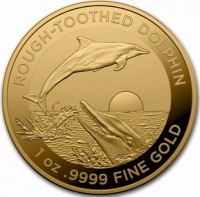 ROUGH-TOOTHED DOLPHIN. 1 oz9999 FINE GOLD.