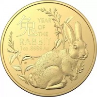 兔. YEAR OF THE RABBIT. 1oz9999 Au.