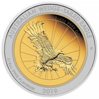 AUSTRALIAN WEDGE-TAILED EAGLE. P. 3/4OZ 9999 GOLD. 3/4OZ 9995 PLATINUM. 2019.
