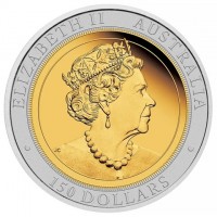 Bi-Metallic  center - Platinum  ring) coin  Australia  KM# 4009