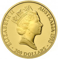Gold coin Australia KM# 220 ELIZABETH II. AUSTRALIA 1993. RDM. 200 DOLLARS.