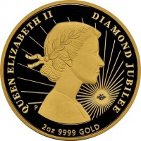 QUEEN ELIZABETH II. DIAMOND JUBILEE. 2oz 9999 GOLD. P.