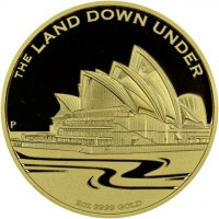 Gold coin Australia KM# 2042 THE LAND DOWN UNDER. P. NM. 2oz 9999 GOLD.