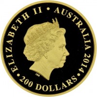 Gold coin Australia KM# 2181 ELIZABETH II. AUSTRALIA 2014. IRB. 200 DOLLARS.