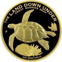 THE LAND DOWN UNDER. GREAT BARRIER REEF. P. 2OZ 9999 GOLD.