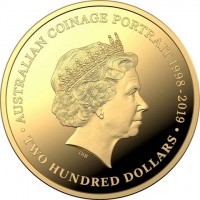 AUSTRALIAN COINAGE PORTRAIT 1998-2019. IRB. TWO HUNDRED DOLLARS.