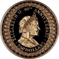 ELIZABETH II. 40TH ANNIVERSARY. 250 DOLLARS.