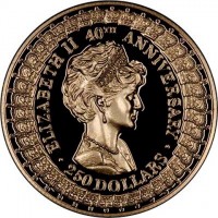 ELIZABETH II. 40TH ANNIVERSARY. 250 DOLLARS.