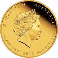 ELIZABETH II AUSTRALIA. IRB. 1KG 9999 GOLD 2012 3000 DOLLARS.