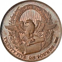 Copper coin Biafra KM# 11 THE FIGHT FOR SURVIVAL **. SPES. TWENTYFIVE 25 POUNDS.