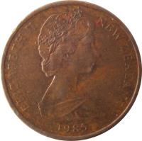 obverse of 1 Cent - Elizabeth II - 2'nd Portrait (1967 - 1985) coin with KM# 31 from New Zealand. Inscription: ELIZABETH II NEW ZEALAND 1985