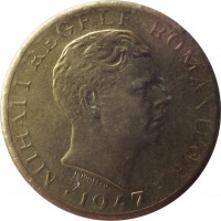 obverse of 10000 Lei - Mihai I (1947) coin with KM# 76 from Romania. Inscription: MIHAI I REGELE ROMANILOR H. IONESCU 1947