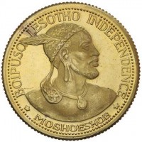 Gold coin Lesotho KM# 5 BOIPUSO LESOTHO INDEPENDENCE. * MOSHOESHOE *.
