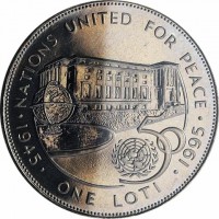 NATIONS UNITED FOR PEACE. 50. ·1945· ONE LOTI ·1995·.