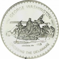 Silver coin Lesotho KM# 42 1732 GEORGE WASHINGTON 1982. CROSSING THE DELAWARE.
