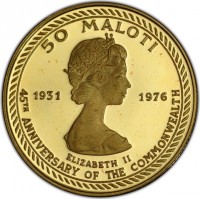 50 MALOTI. 1931-1976. 45th ANNIVERSARY OF THE COMMONWEALTH.