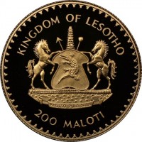 KINGDOM OF LESOTHO. KHOTSO PULA NALA. 200 MALOTI.
