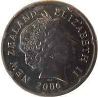 New Zealand coin 20 Cents - Elizabeth II - 4'th Portrait (2006 - 2014) obverse obverse of 20 Cents - Elizabeth II - 4'th Portrait (2006 - 2014) coin with KM# 118a from New Zealand. Inscription: NEW ZEALAND ELIZABETH II 2006 IRB