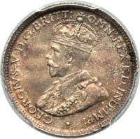 obverse of 6 Pence - George V (1911 - 1936) coin with KM# 25 from Australia. Inscription: GEORGIUS V D.G.BR:OMN:REX F.D.IND:IMP: