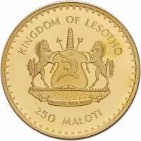 Gold coin Lesotho KM# 72 KINGDOM OF LESOTHO. KHOTSO PULA NALA. 10 MALOTI.