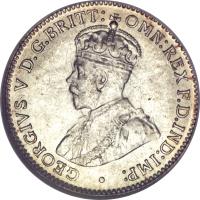 obverse of 3 Pence - George V (1911 - 1936) coin with KM# 24 from Australia. Inscription: GEORGIVS V D.G.BRITT: OMN:REX F.D.IND:IMP: ·